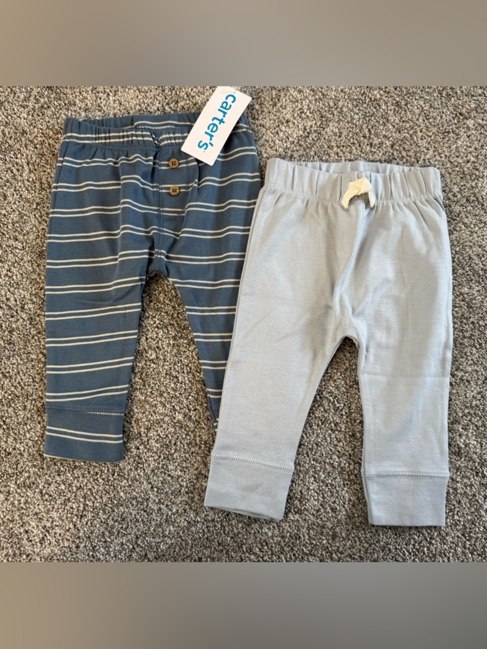 Carter's Baby Blue & Steel Stripe Knit Bottoms - 2-Pack Size 6 Month NWT
